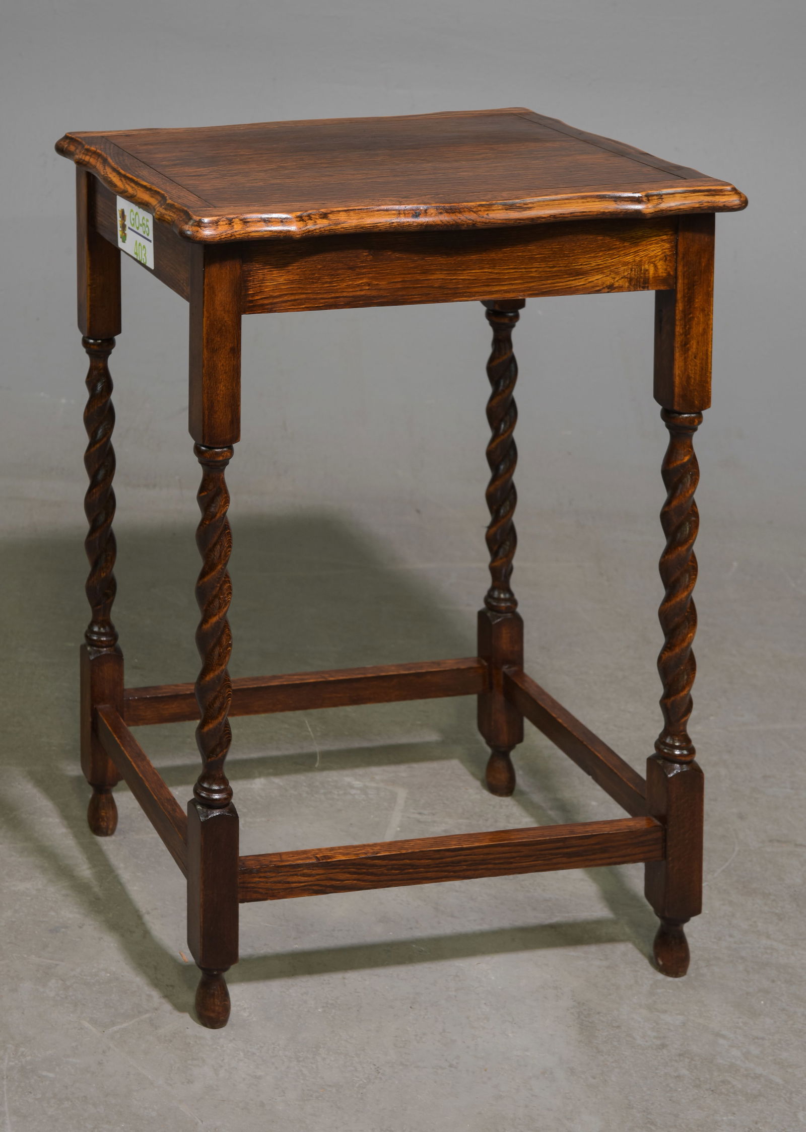 British Oak Barley Twist Occasional Table #2: British Oak Barley Twist Occasional Table c.1920's-30's - 29 in tall x 21 x 16