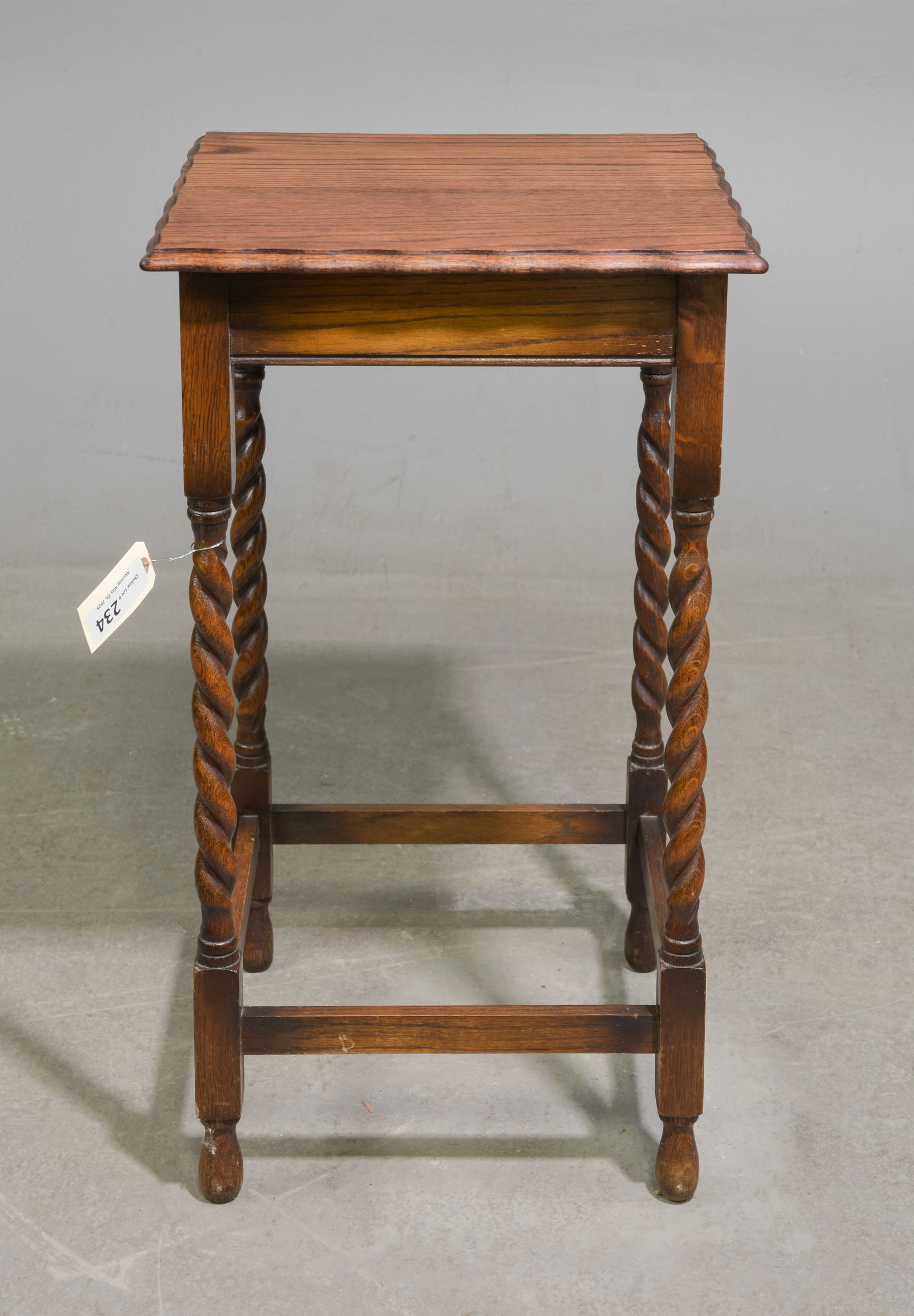 British Oak Barley Twist Occasional Table #5: British Oak Barley Twist Occasional Table c.1920's-30's - 29 in tall x 17 x 17