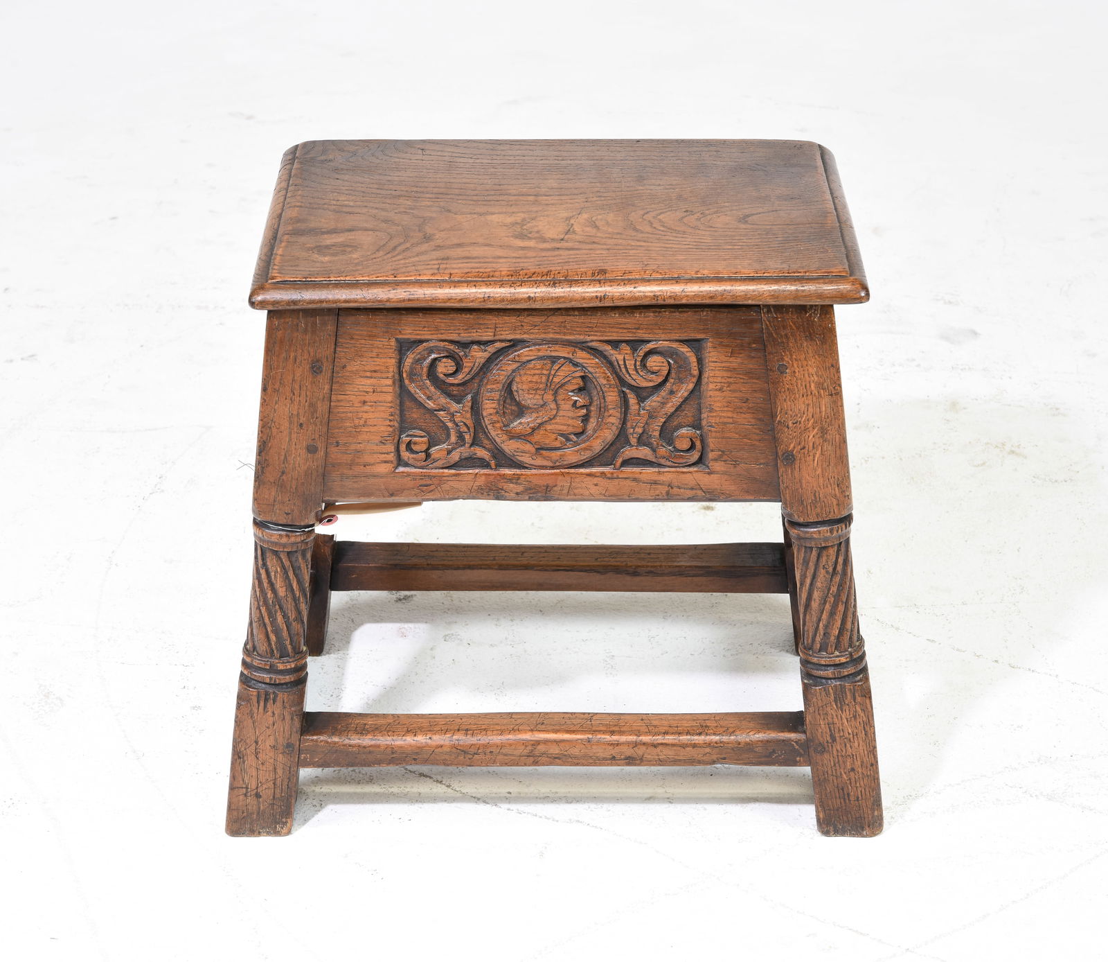 British Carved Oak Lift Top Joint Stool c.1900 (1 of 5)
