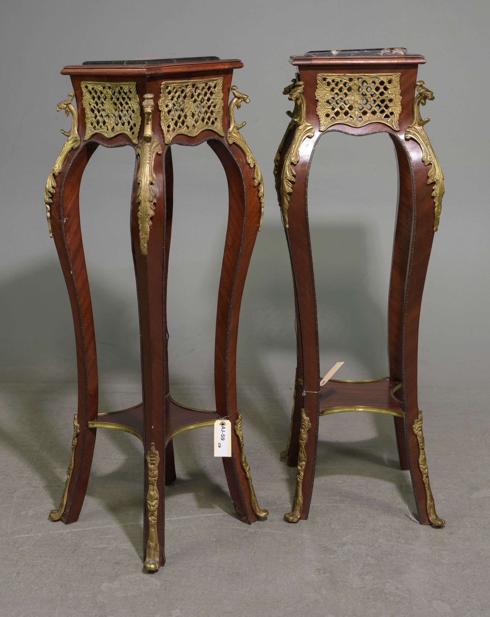 Pair of Bronze Mounted Marble Top Pedestals (1 of 5)