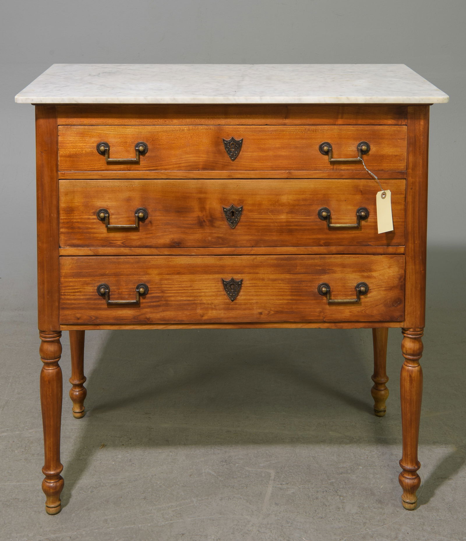 French White Marble Top Three Drawer Chest (1 of 7)