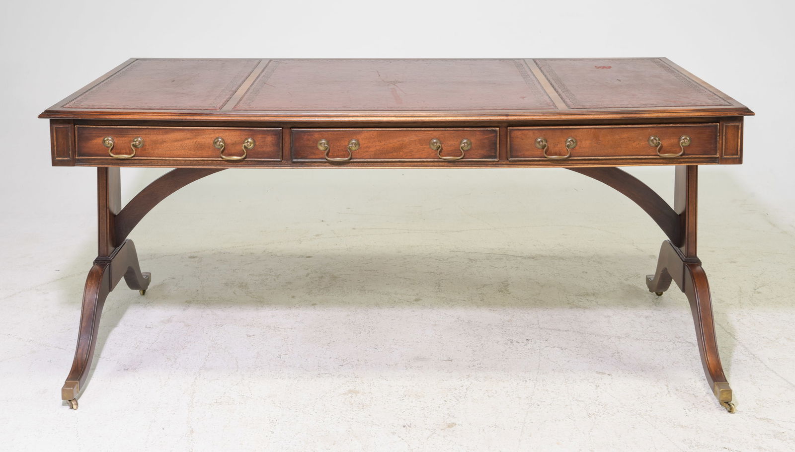 Danish Red Leather Top Executive Desk (1 of 8)