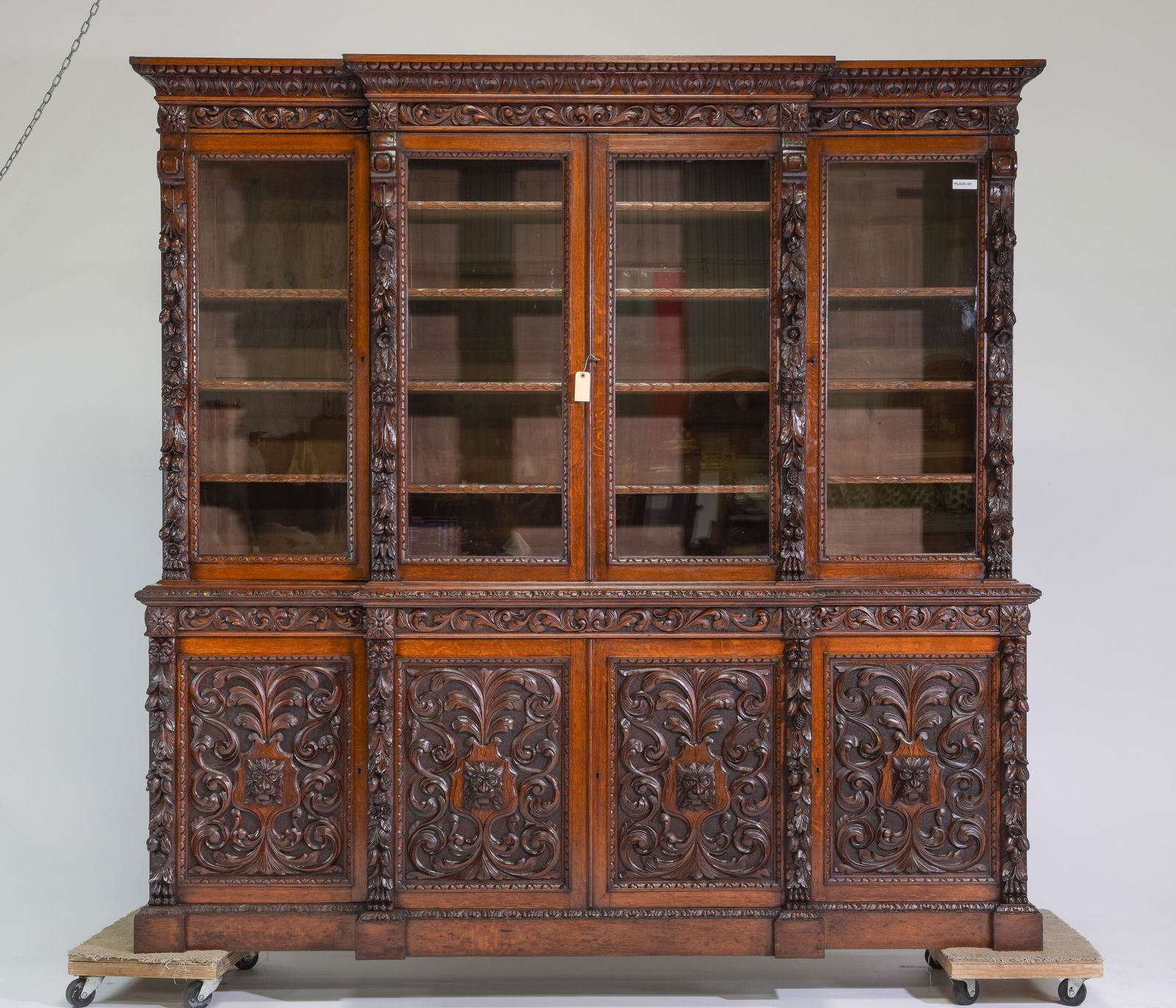 Renaissance Style Finely Carved Oak Bookcase