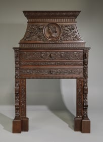 Renaissance Style Finely Carved Oak Mantle