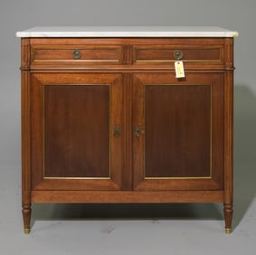 Louis XVI Style White Marble Top Buffet