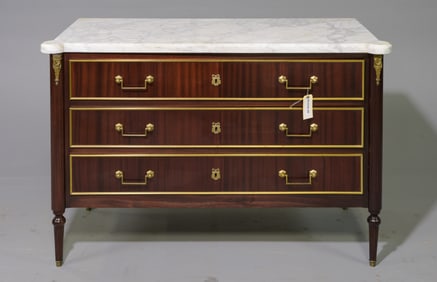 Louis XVI Style White Marble Top Chest #2