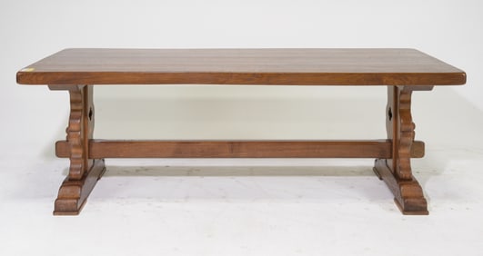 French Solid Oak Trestle Base Monastery Table