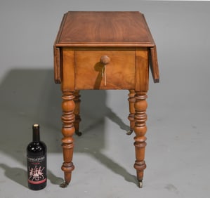 French Drop Leaf Sewing Table with Turned Legs