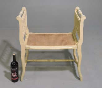 French Painted Cane Seat Vanity Bench
