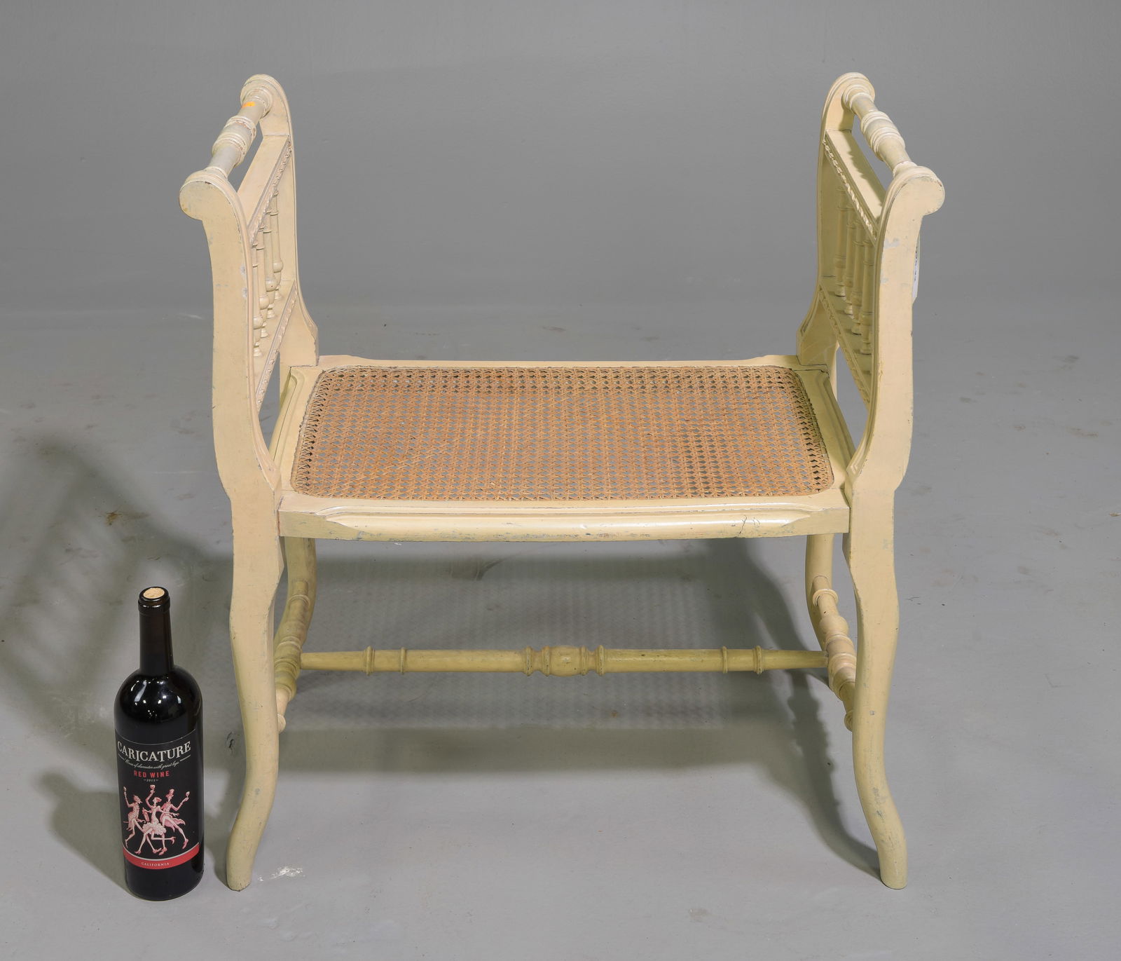 French Painted Cane Seat Vanity Bench (1 of 2)