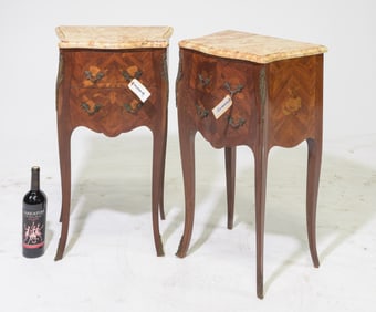 French Marble Top Pair of Chests / Nightstands