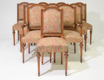 French Louis XVI Style Set of 10 Dining Chairs
