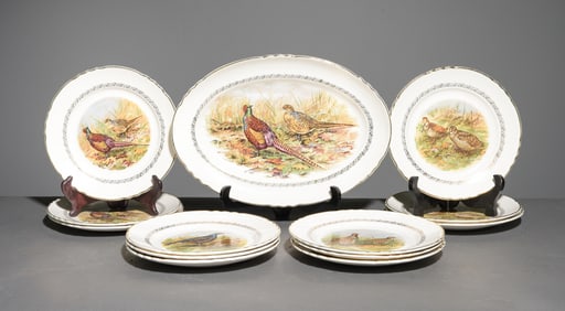 13pc French Hunt / Pheasant Plate Set