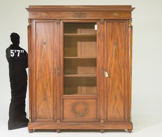 Empire Style Triple Door Bookcase / Cupboard