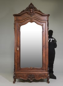 Louis XV Style Carved Mirror Door Robe