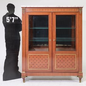 Empire Style White Marble Top Double Door Showcase