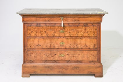 Louis Philippe Style Marble Top Walnut Chest