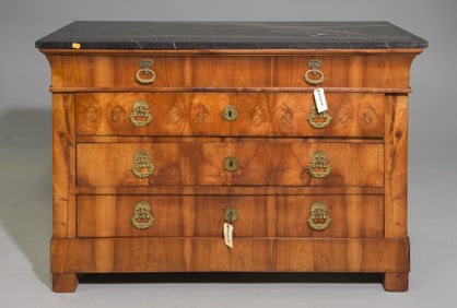 French Marble Top Four Drawer Chest
