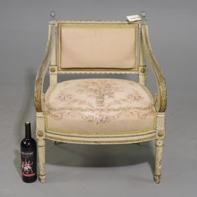 Louis XVI Style Low Painted Arm Chair