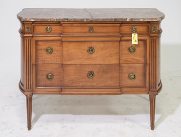 Louis XVI Style Marble Top Three Drawer Chest