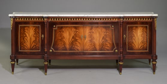 Louis XVI Style White Marble Top Sideboard