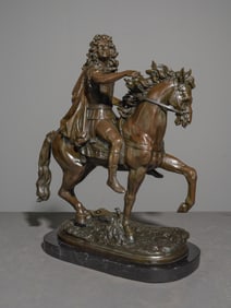 Francois G. Cast Bronze Man on Horse Back Figure