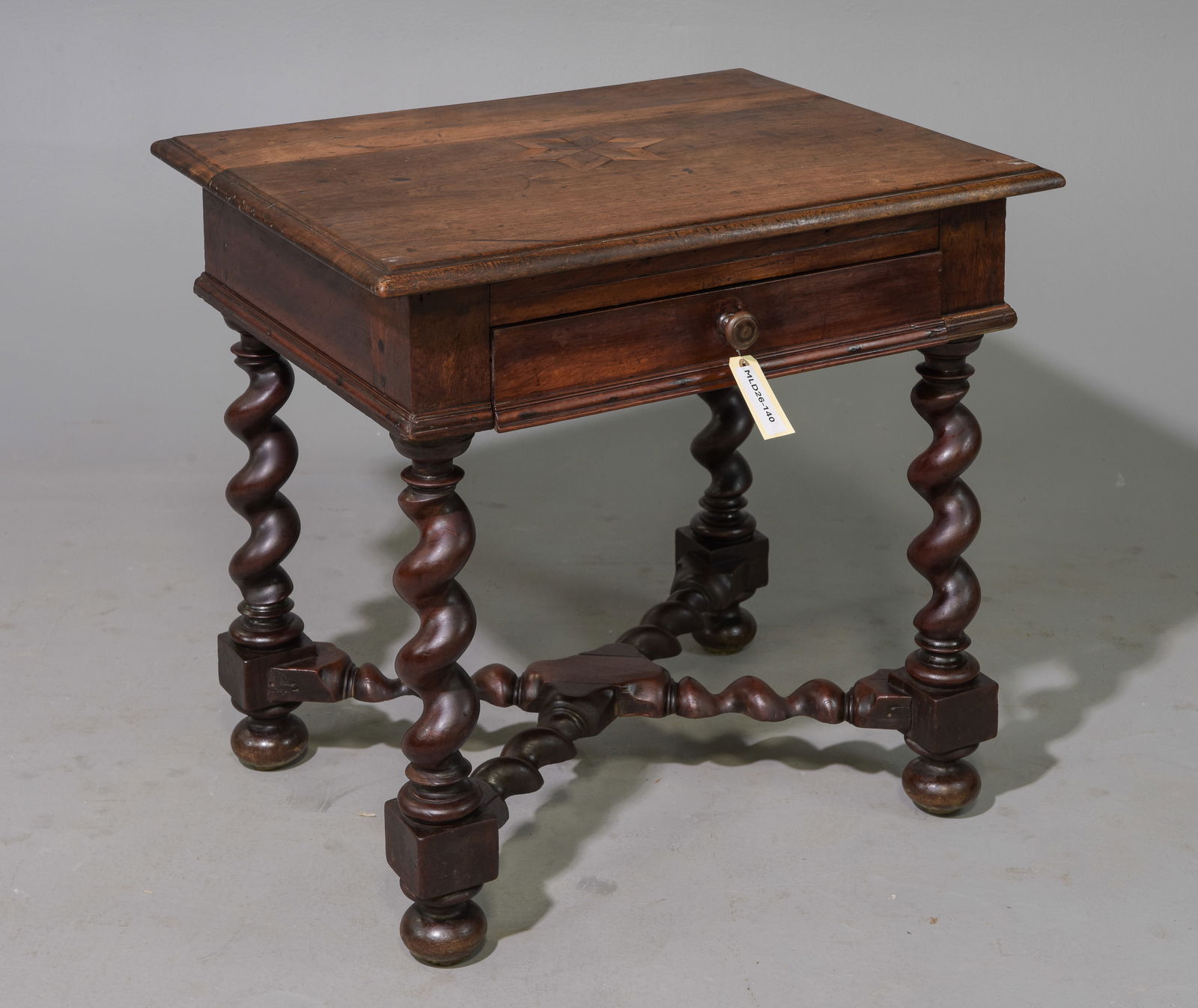 Louis XIII Style Small French Twist Single Drawer Table (1 of 4)