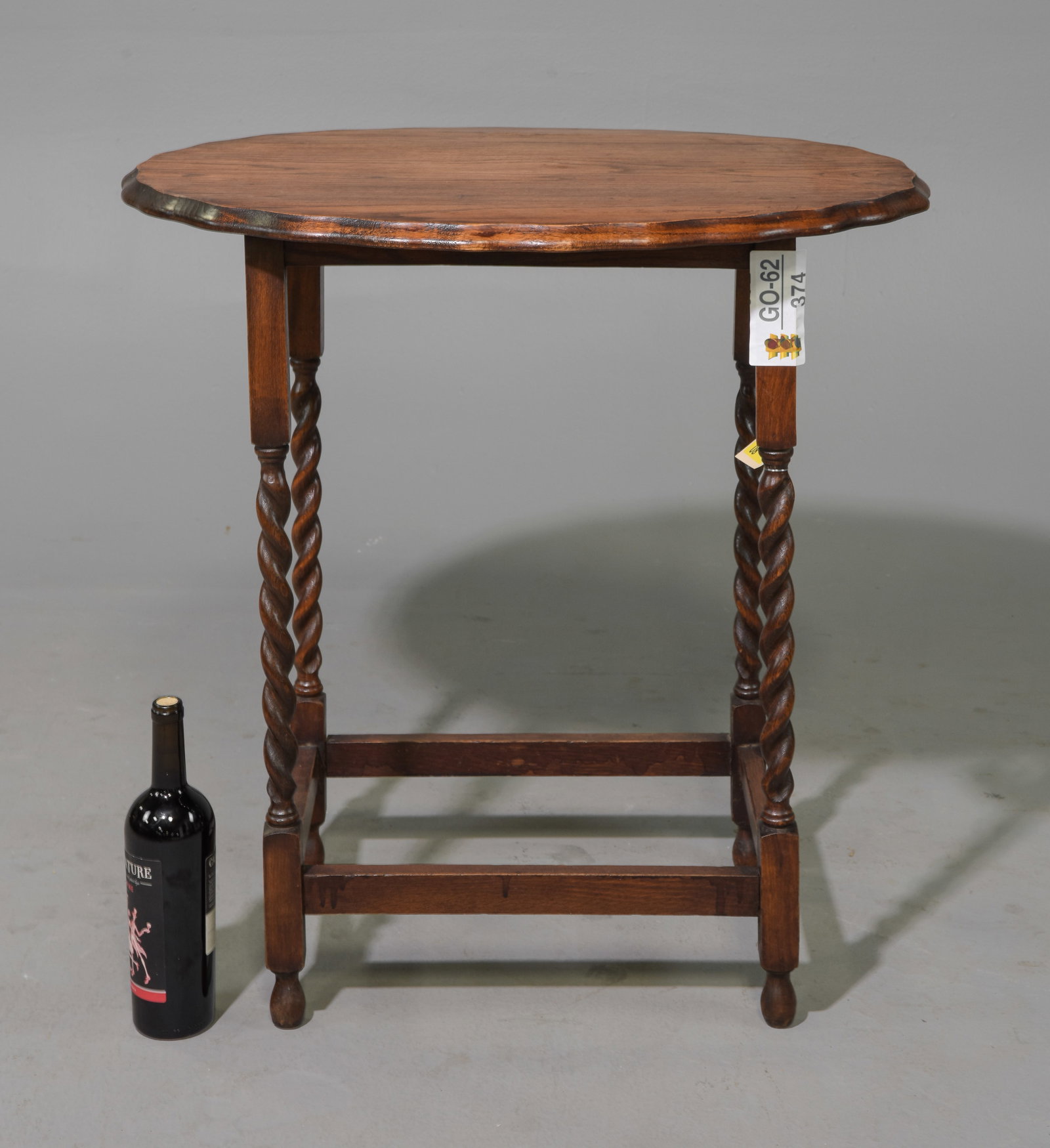 British Oak Barley Twist Oval Lamp / Side Table (1 of 4)