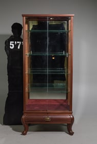 French Mahogany Tall Glass Door Showcase