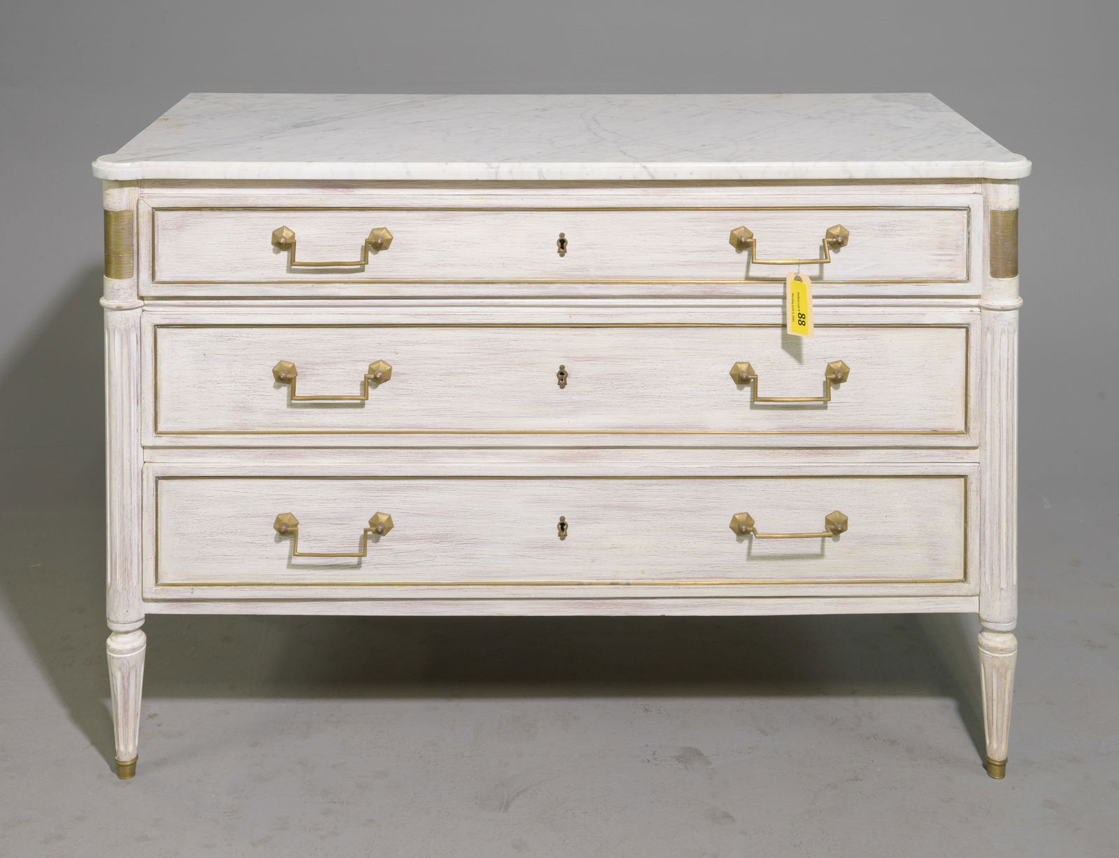 Louis XVI Style Painted White Marble Top Chest (1 of 5)