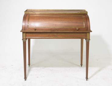 Louis XVI Style Cylinder Roll Top Desk