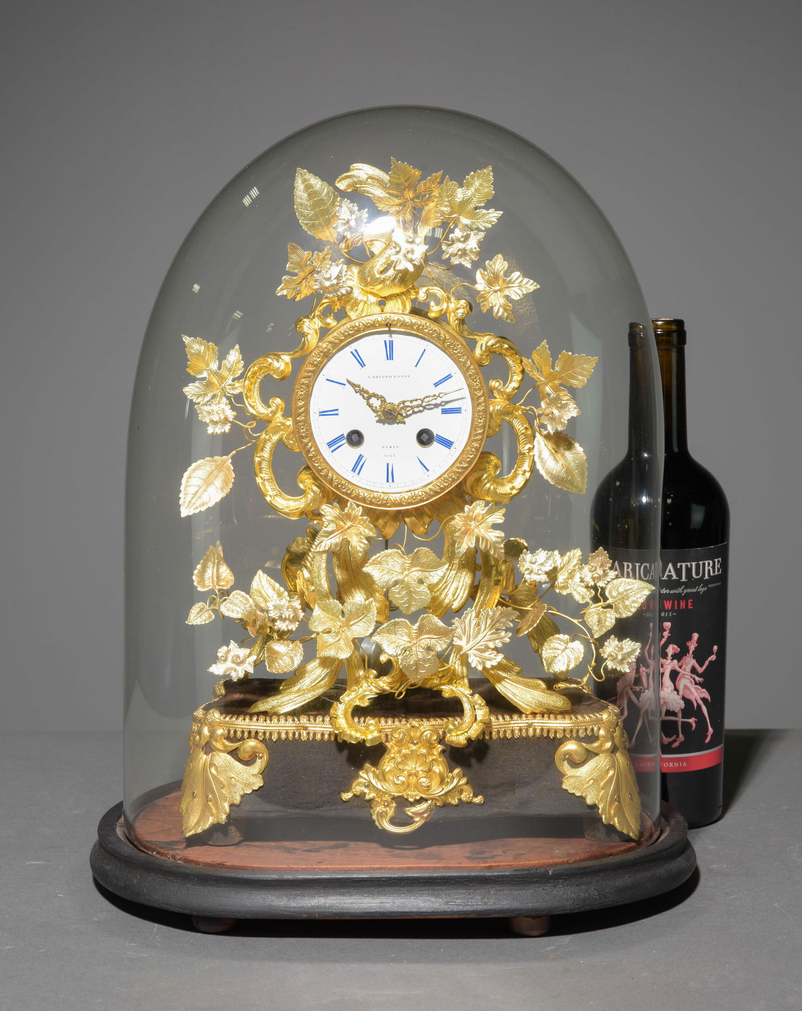 J. Brigth & Sons French Gilded Clock under Dome (1 of 4)