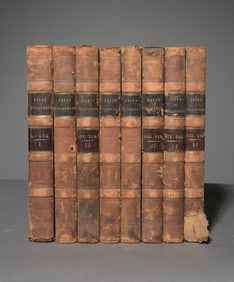 8 Assorted Antique Leather Bound Books