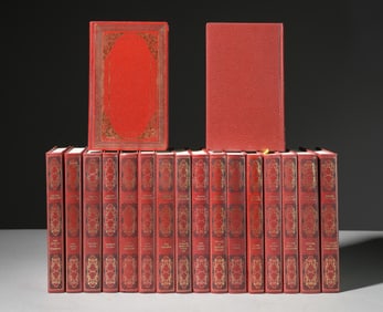 18 Assorted Red Bound European Books / Novels