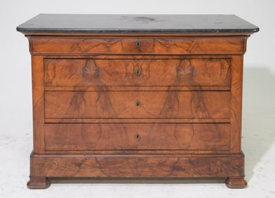 Louis Philippe Style Marble Top Walnut Chest
