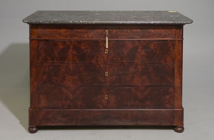 Louis Philippe Style Grey Marble Top Chest