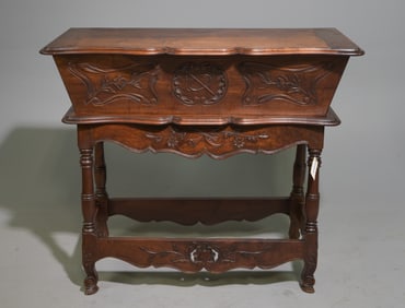 French Provencal Walnut Petrin / Dough Box on Stand