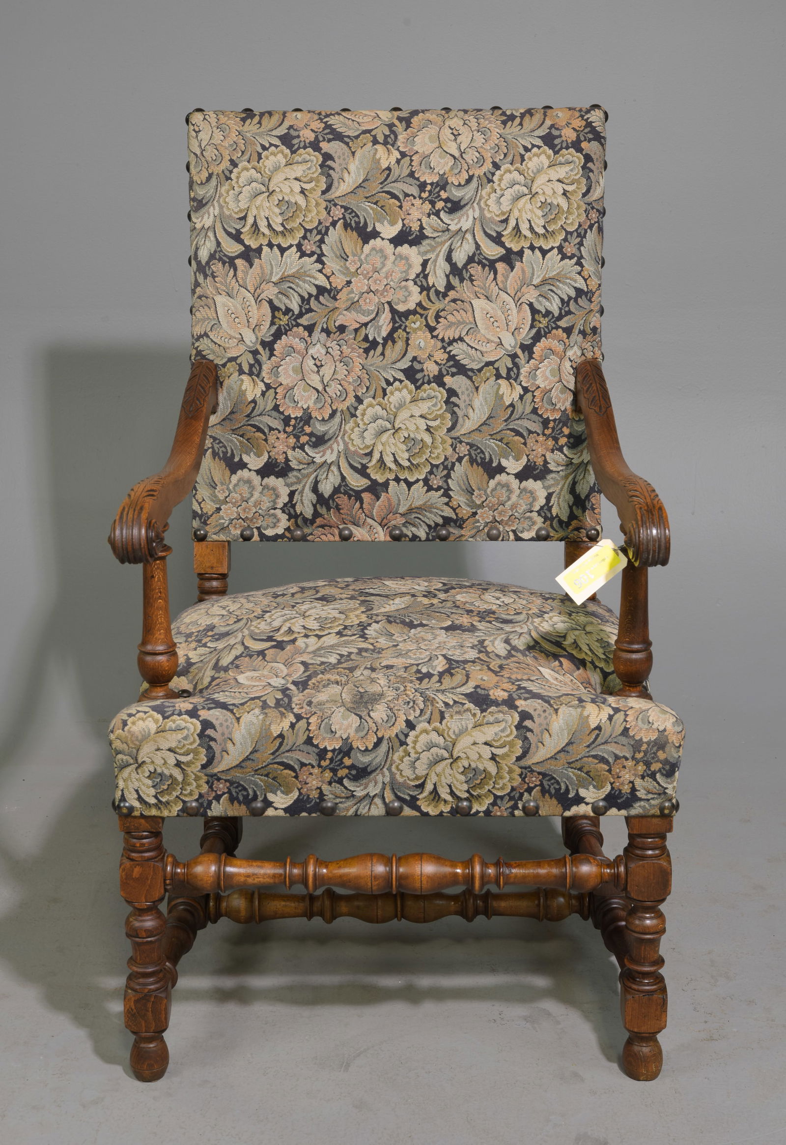 French Foliate Upholstered Fireside Arm Chair (1 of 3)