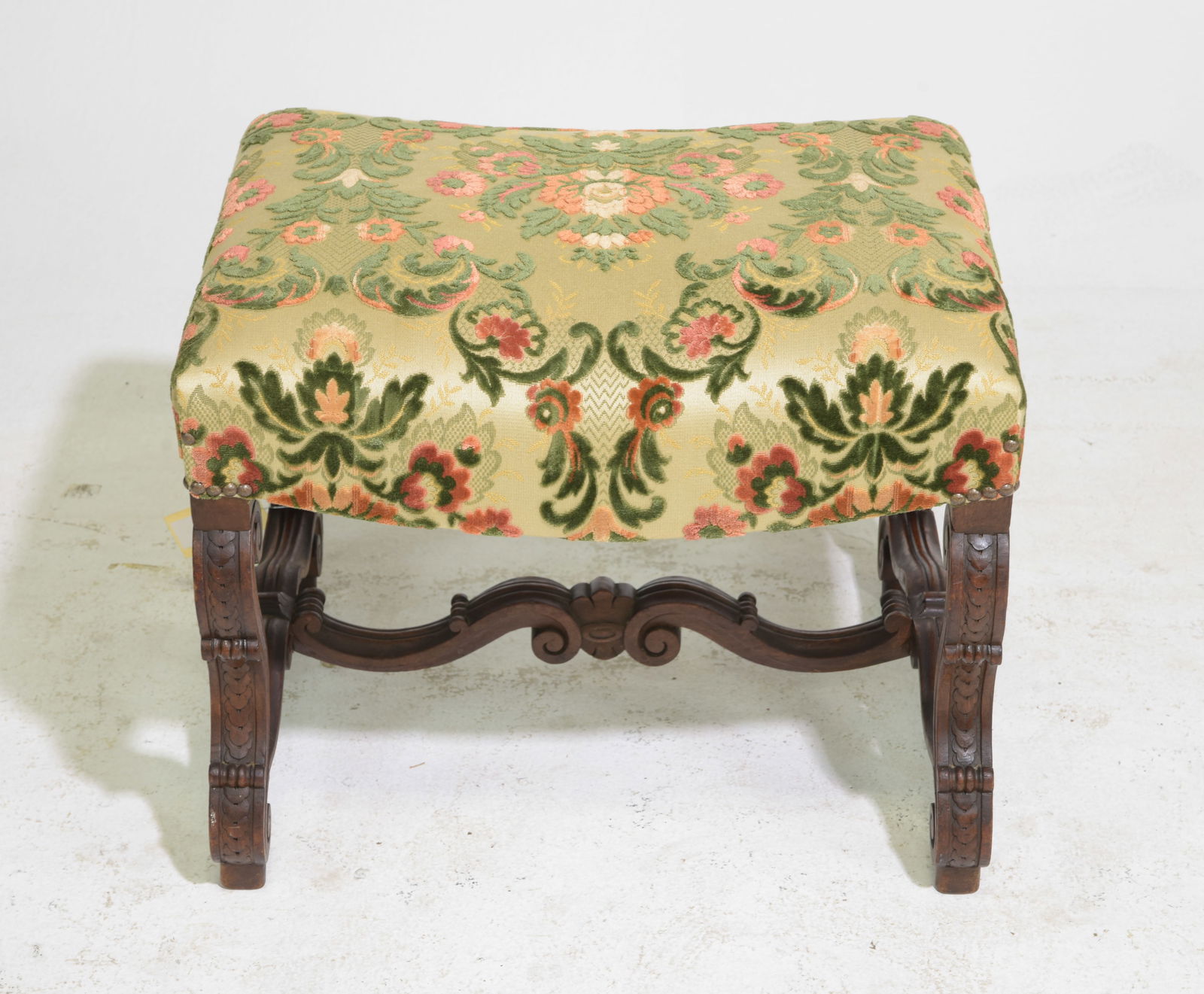 French Upholstered Foot Stool (1 of 4)