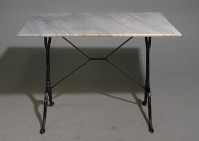 French Marble Top Iron Base Pub / Bistro Table #1