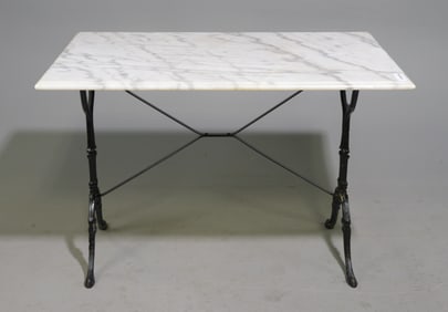 French Marble Top Iron Base Pub / Bistro Table #2