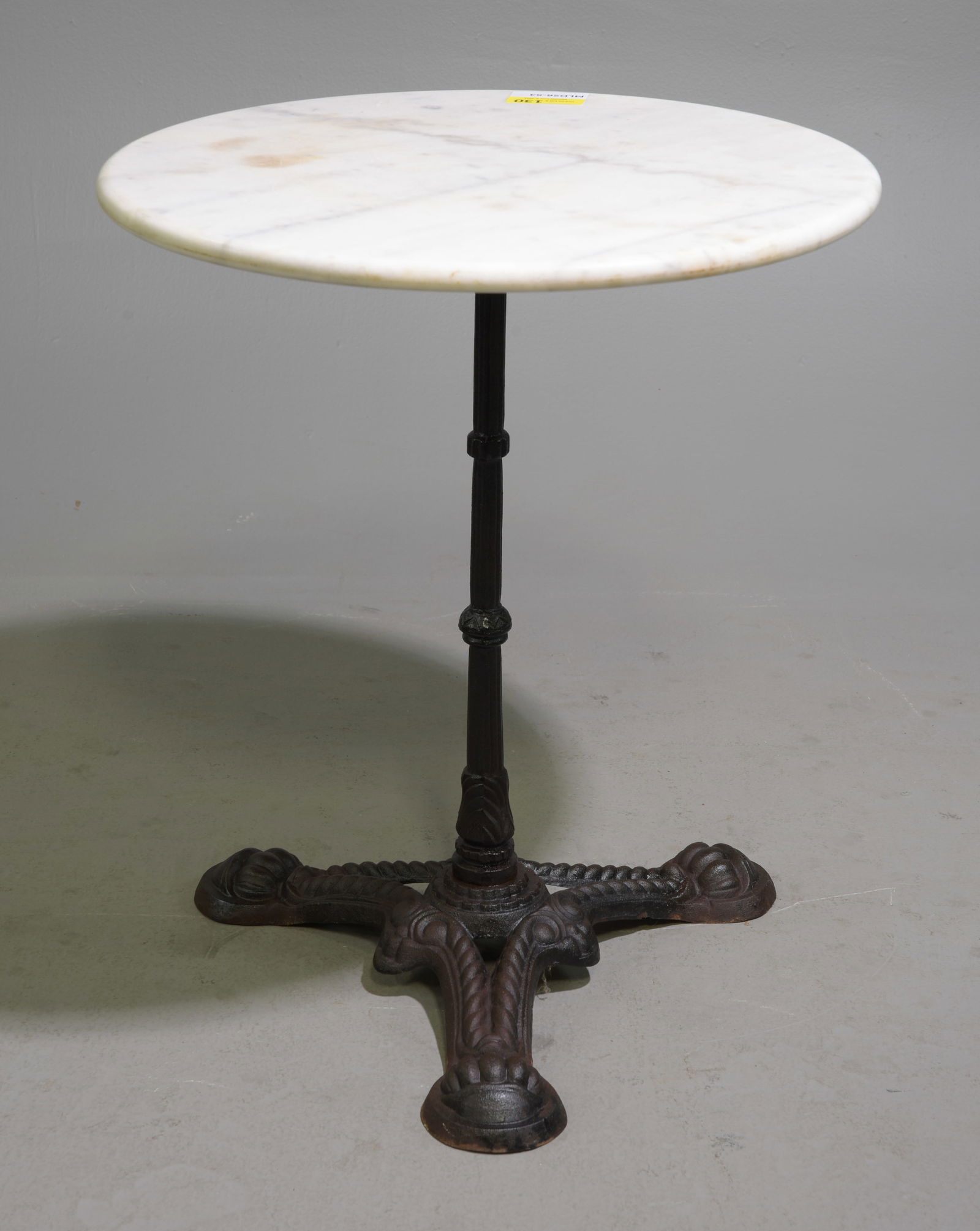 French Round Iron Base Marble Top Pub / Bistro Table (1 of 4)