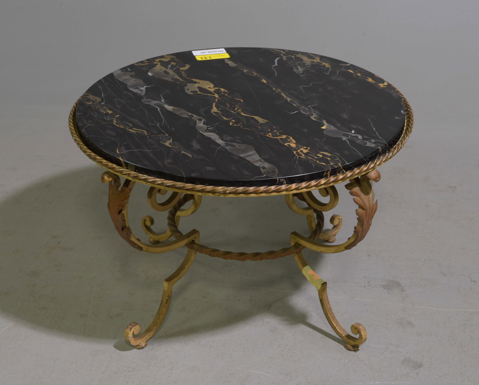 French Painted Iron Base Marble Top Coffee Table (1 of 3)