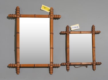 2 French Faux Bamboo Framed Mirrors #1