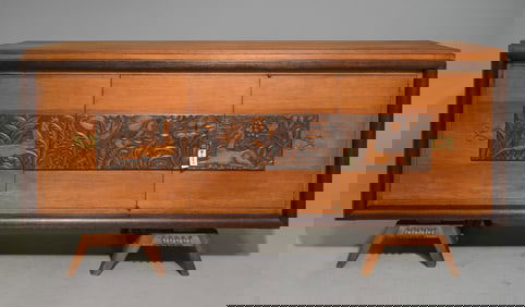 French Art Deco / Art Nouveau Style Carved Sideboard