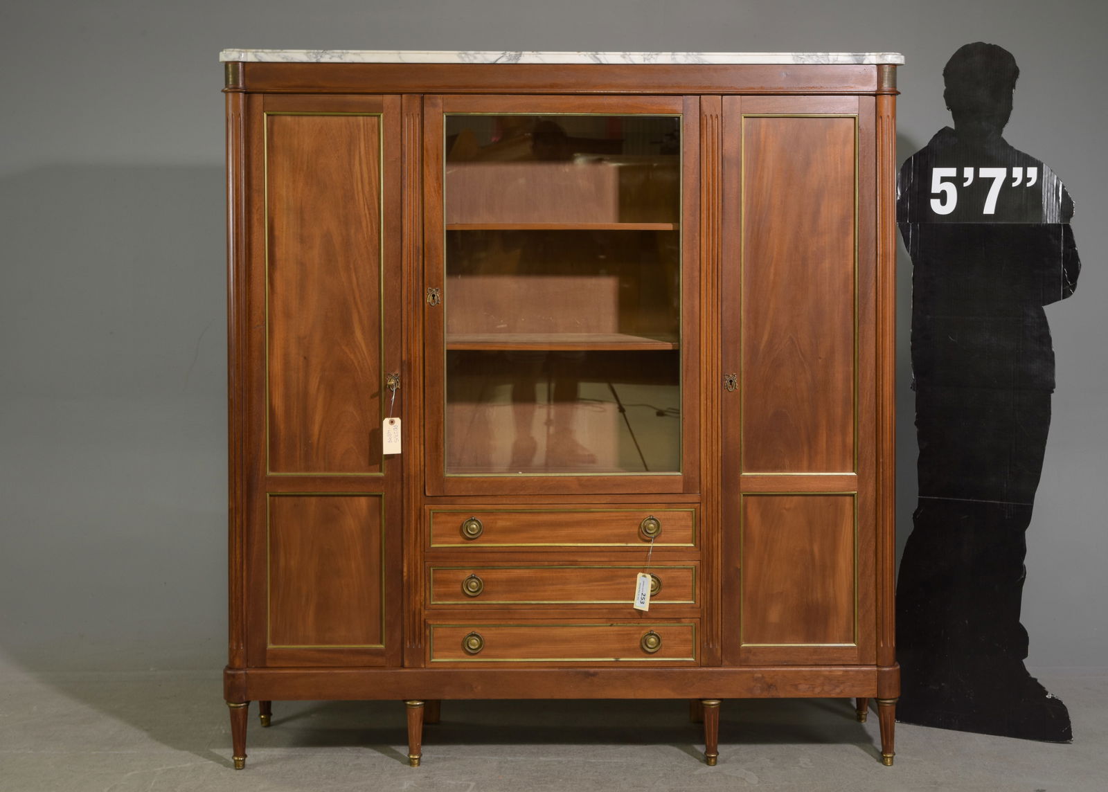 Louis XVI Style White Marble Top Bookcase / Cupboard (1 of 7)
