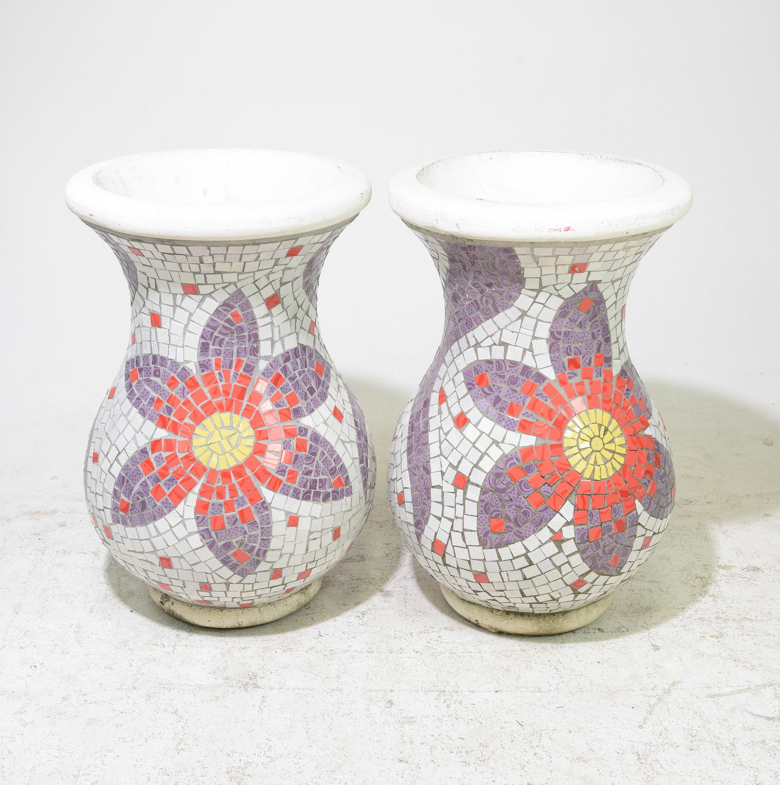 Two Mosaic Tile Floral Pattern Planters (1 of 4)