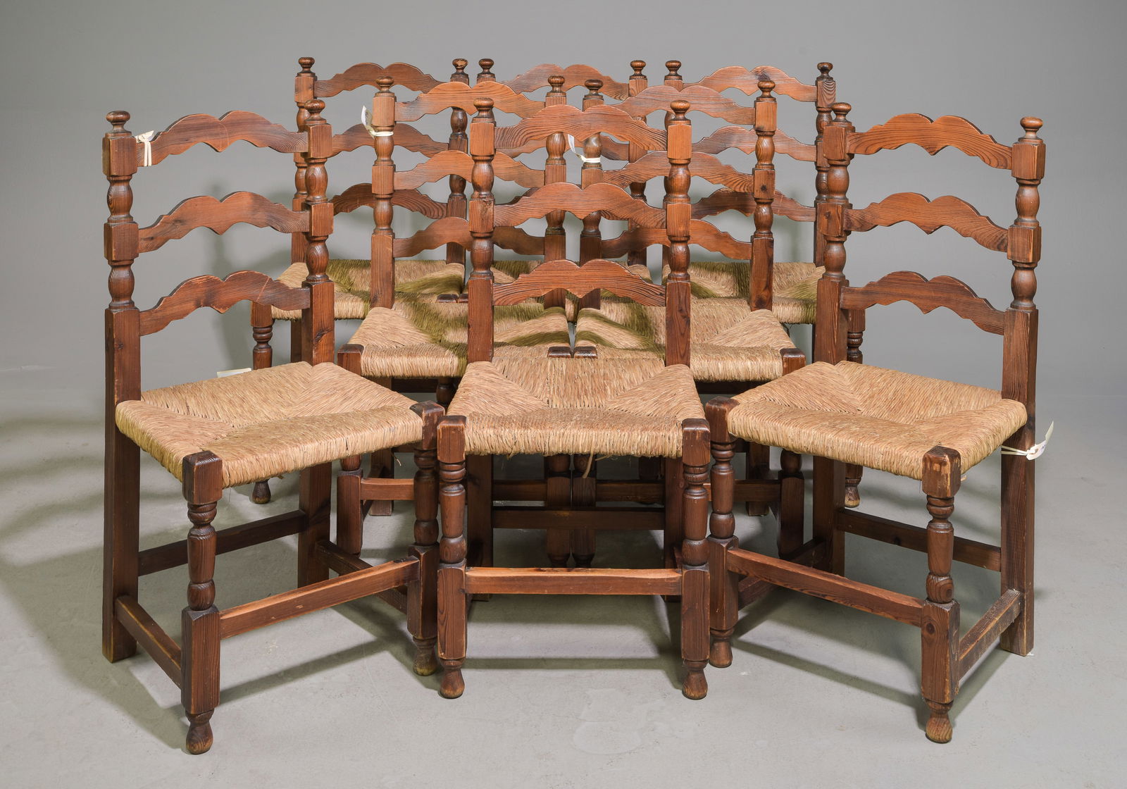 Danish Pine Set of 8 Rush Seat Dining Chairs (1 of 5)