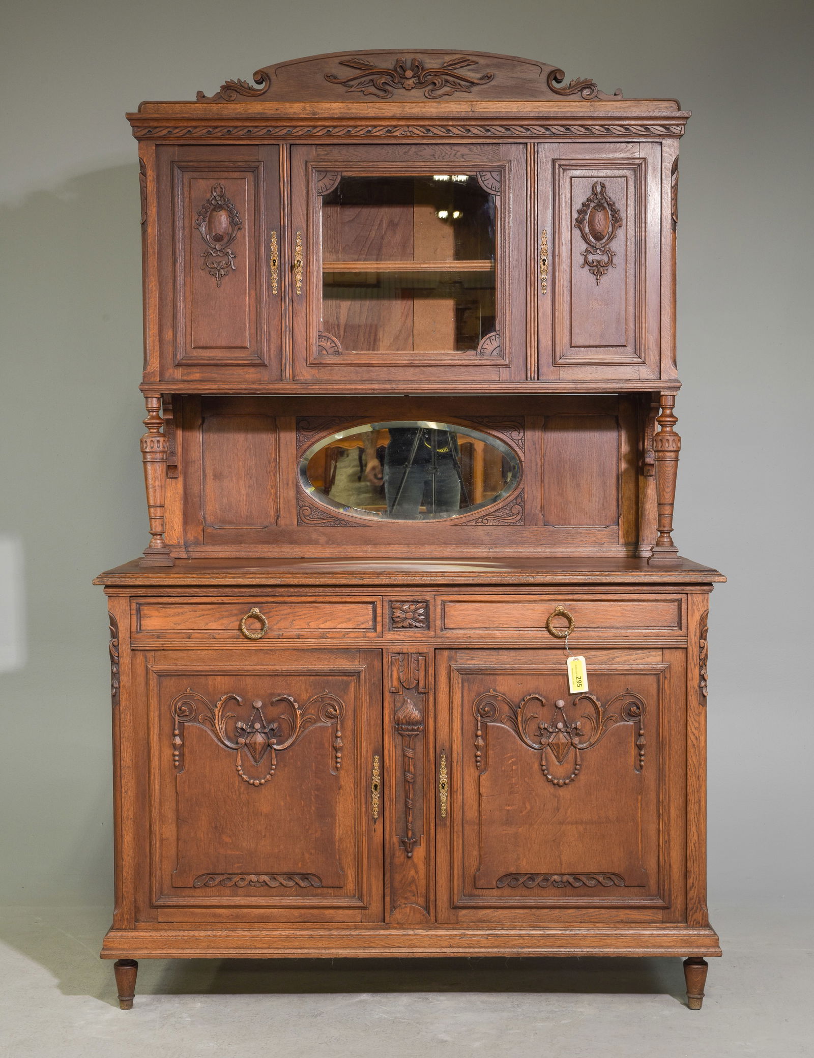 French Oak Mirror Back Double Buffet (1 of 6)