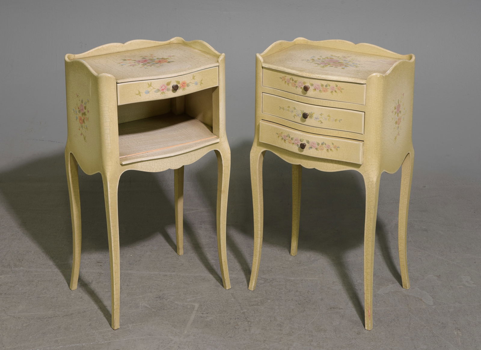 2 Louis XV Style Floral Painted Nightstands / Chests (1 of 4)